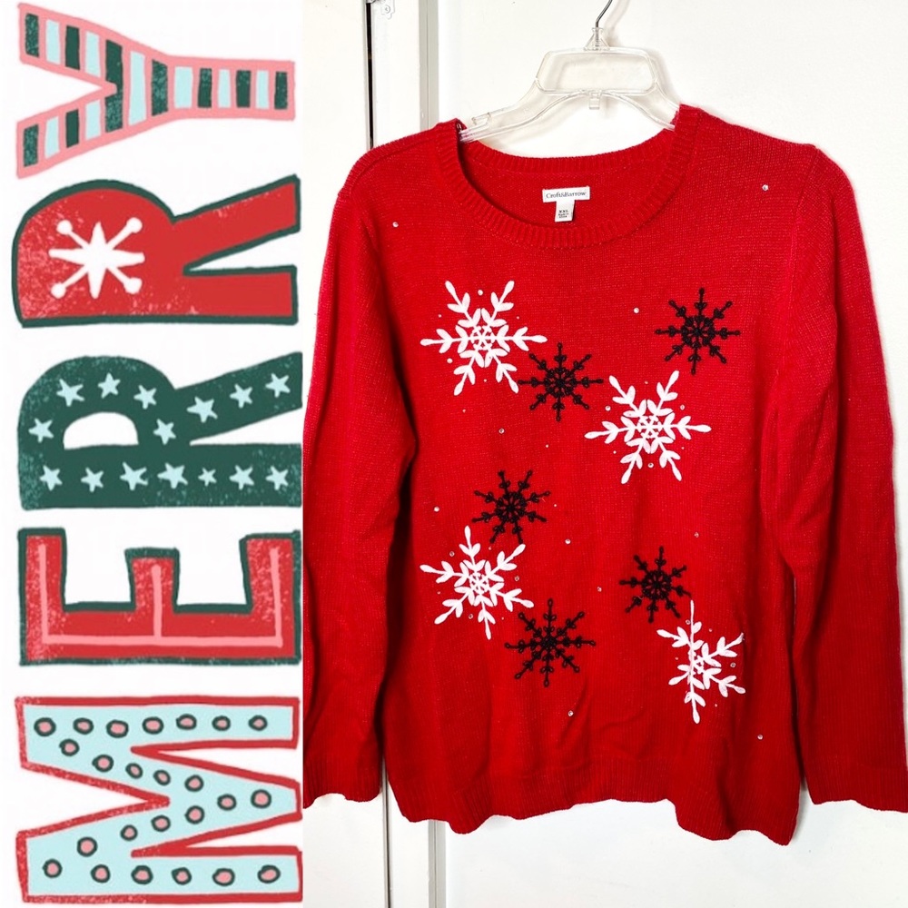 Croft & Barrow Red Snowflake Pullover Sweater XXL